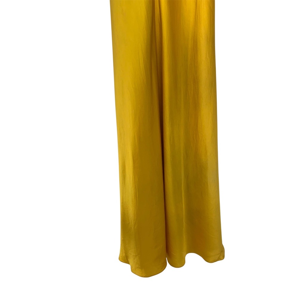 Plein Sud Sun Silk Slip Dress Womens 6 Yellow Excellent 90s Y2K Maxi Gown French - Picture 7 of 10